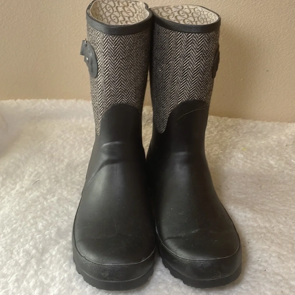 CHOOKA Classic Mid Calf Racer Herringbone Rain Boot Size 9